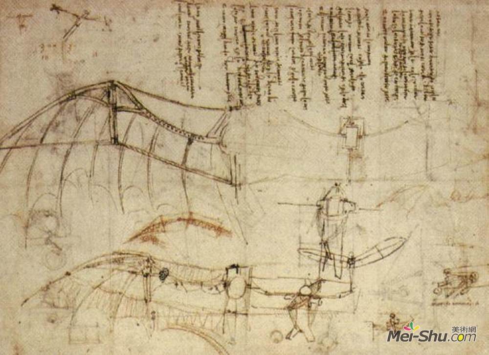 达·芬奇(Leonardo da Vinci)高清作品《飞行器设计》