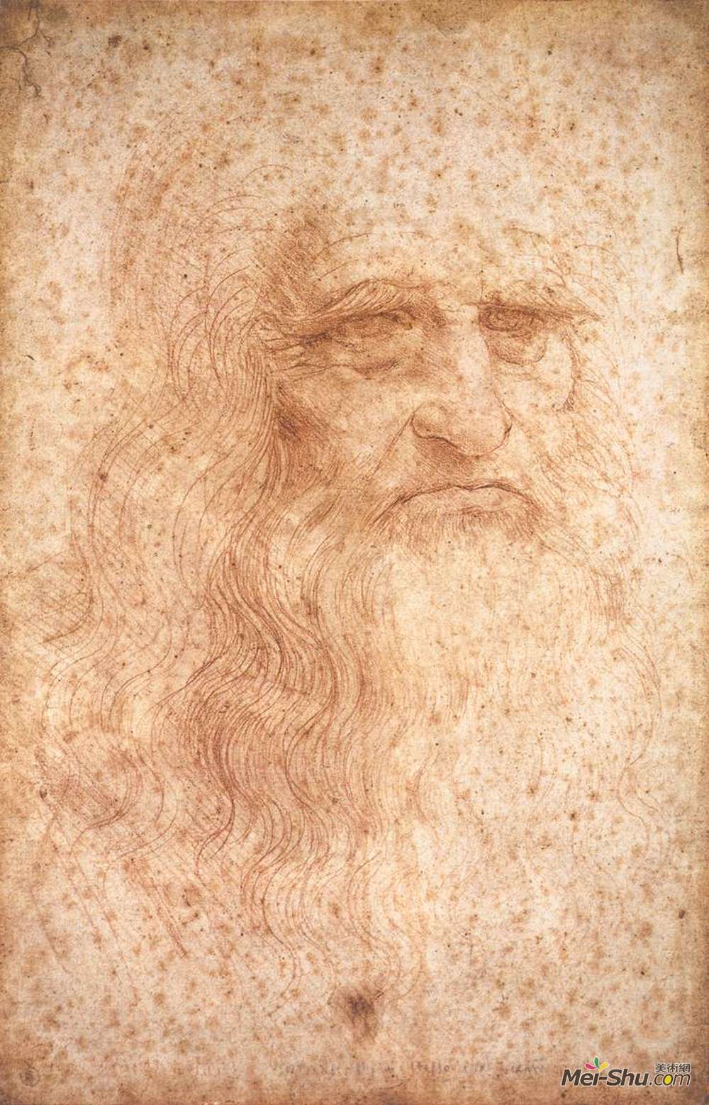 达·芬奇(Leonardo da Vinci)高清作品《有胡须的人的肖像，可能是自画像》