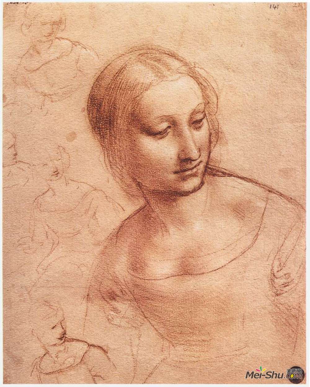 达·芬奇(Leonardo da Vinci)高清作品《Study for Madonna with the Yarnwinder》