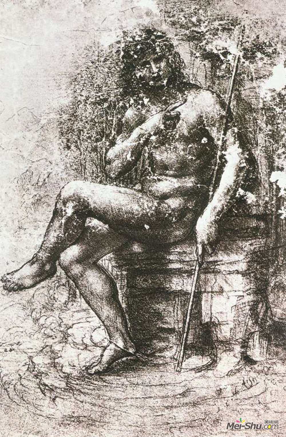 达·芬奇(Leonardo da Vinci)高清作品《荒野中的圣约翰研究》