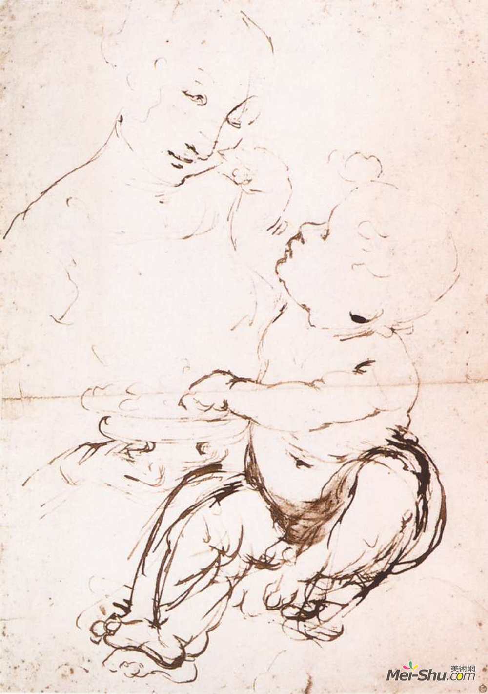 达·芬奇(Leonardo da Vinci)高清作品《研究麦当娜与水果碗》