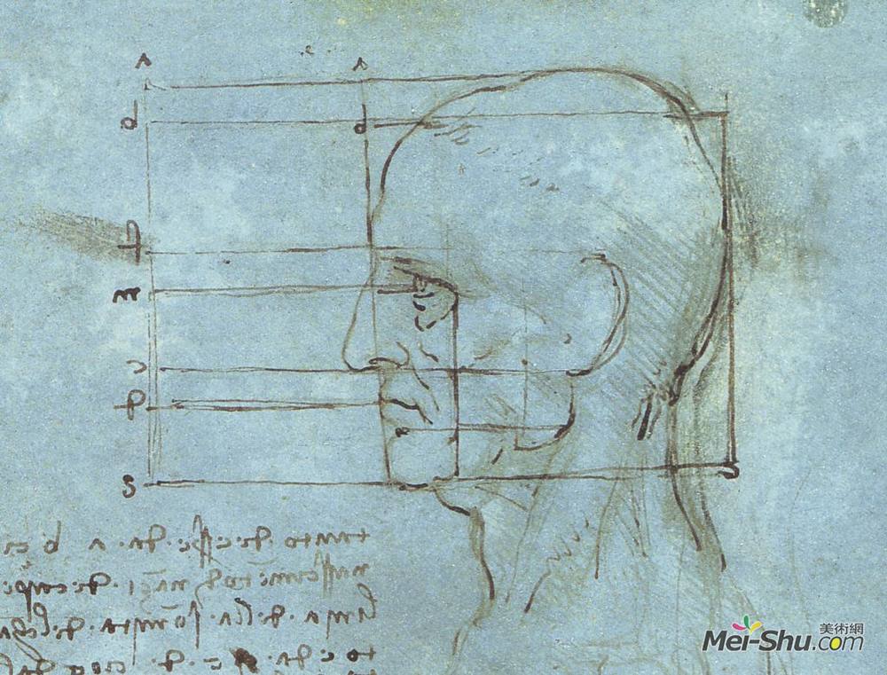 达·芬奇(Leonardo da Vinci)高清作品《头部的比例》