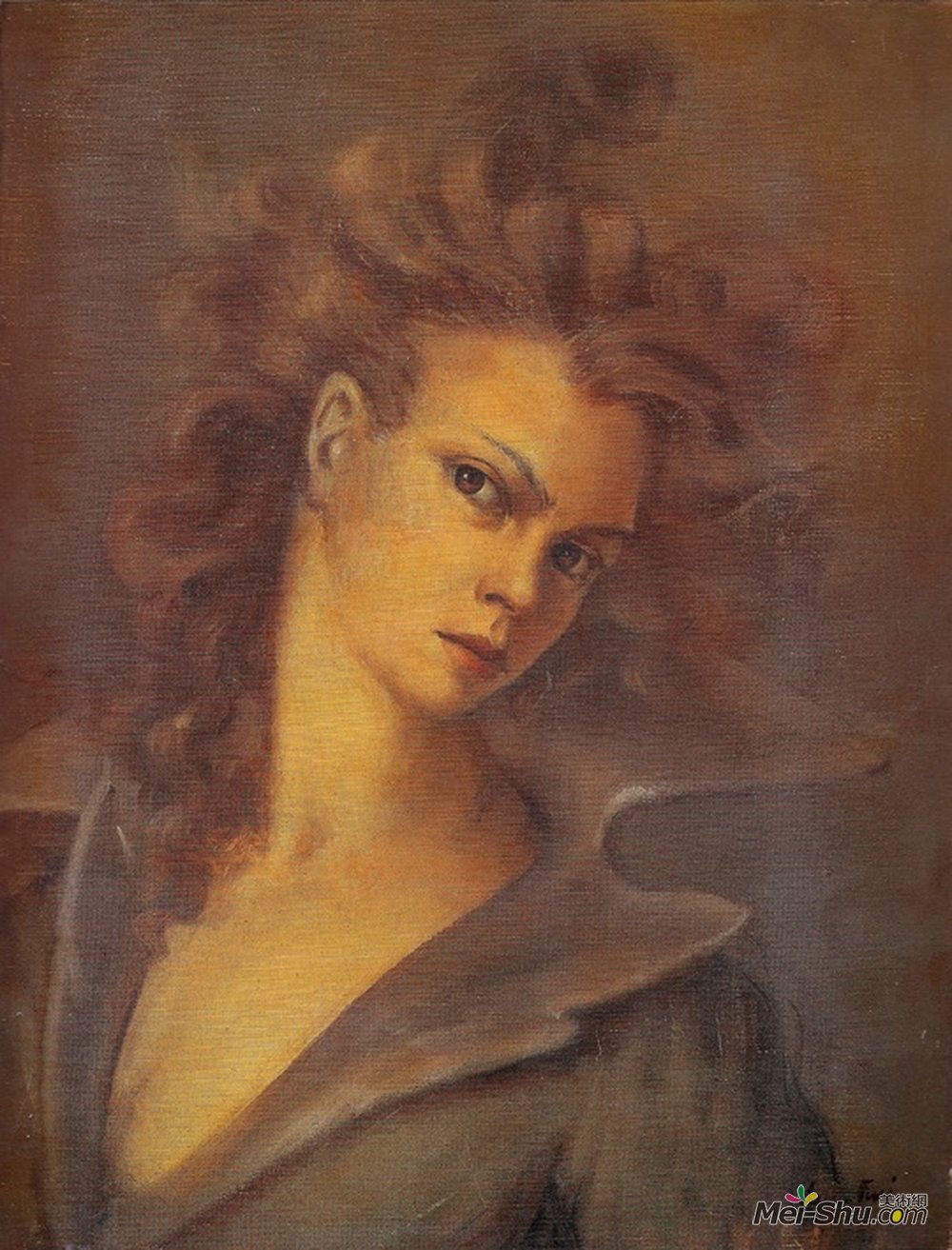 莱昂诺尔·菲尼(Leonor Fini)高清作品《在大颈的自画像》