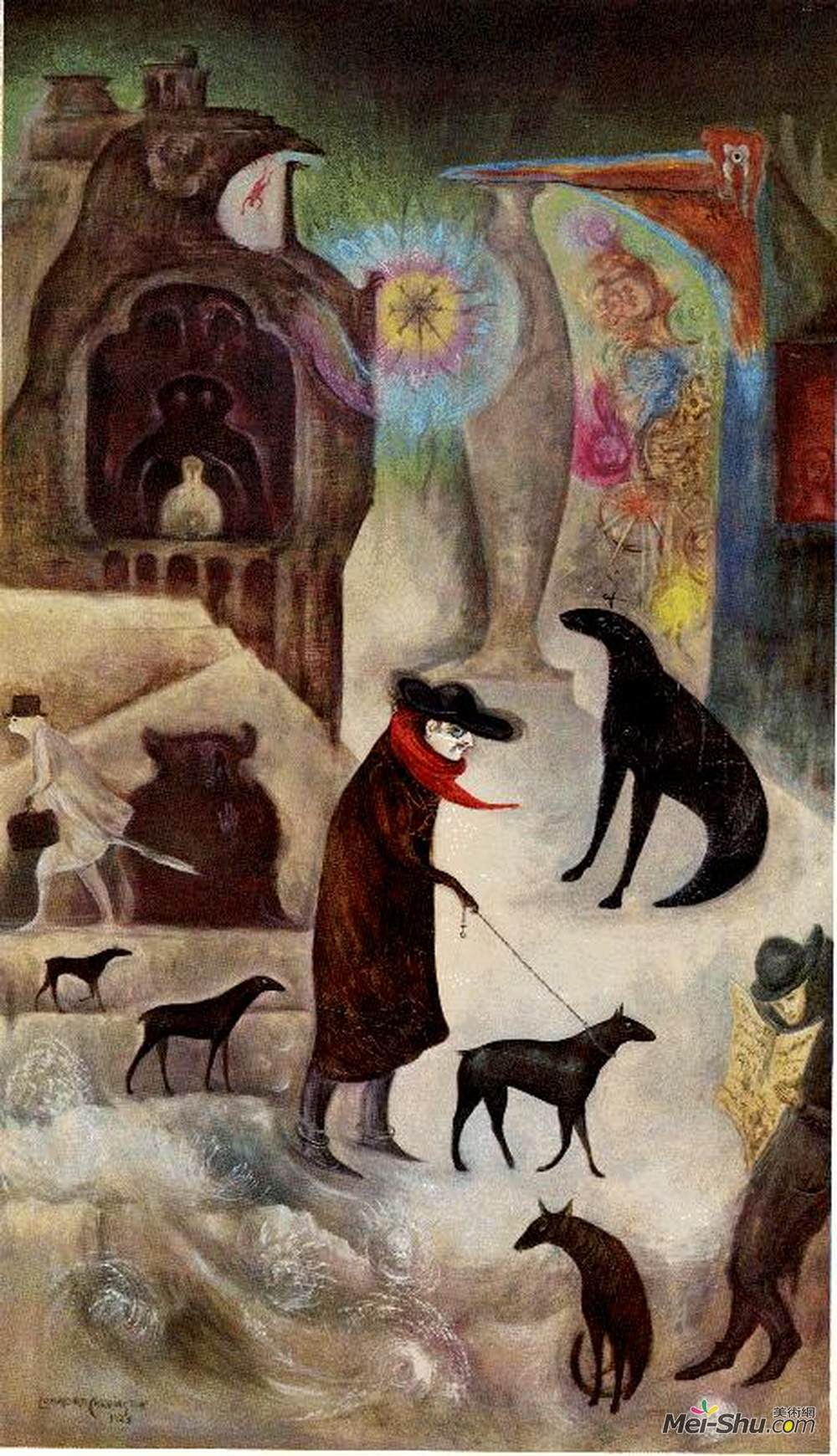 利奥诺拉·卡林顿(Leonora Carrington)高清作品《在华尔街附近或在纽约巴勃罗的肖像》