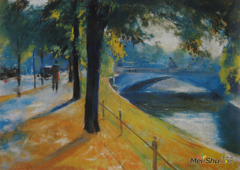 雷瑟·里(Lesser Ury)高清作品《Br&ücke &über den Landwehrkanal》