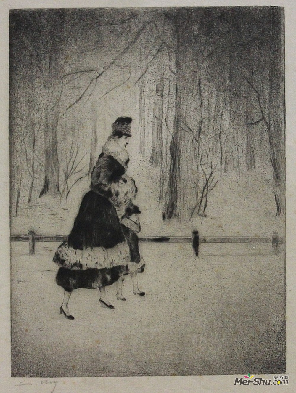 雷瑟·里(Lesser Ury)高清作品《女士的孩子在动物园（柏林）》