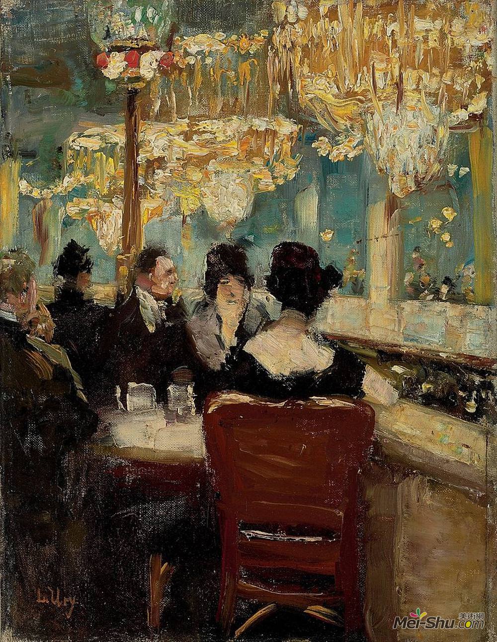雷瑟·里(Lesser Ury)高清作品《Galerie im Caf&é Vaterland am Potsdamer Platz, Berli》