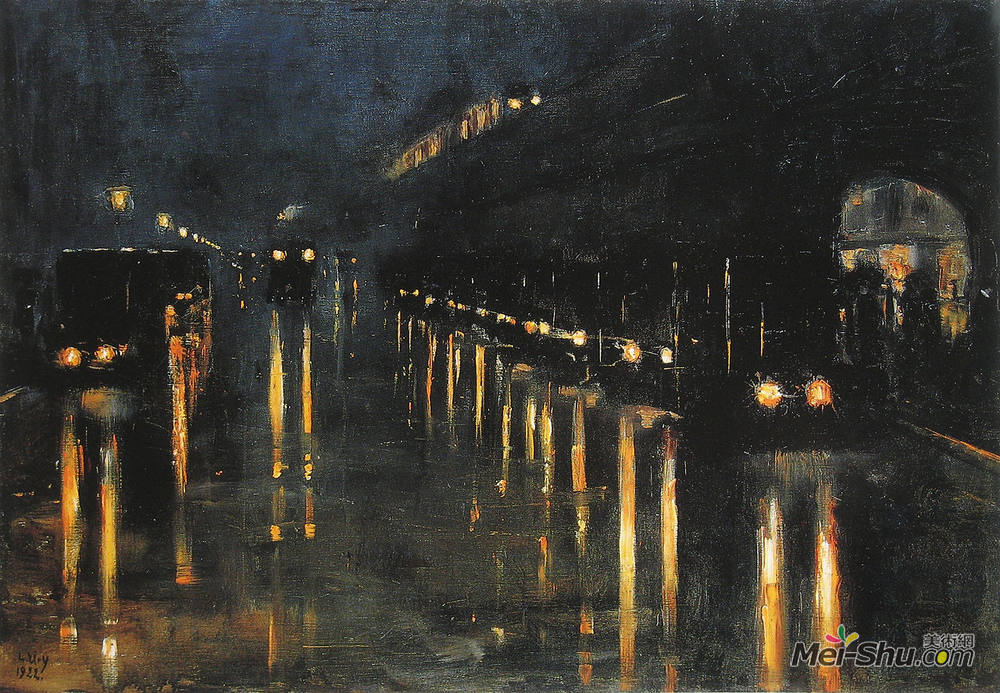 雷瑟·里(Lesser Ury)高清作品《hochbahnhof B & ampülowstra & amp?e》