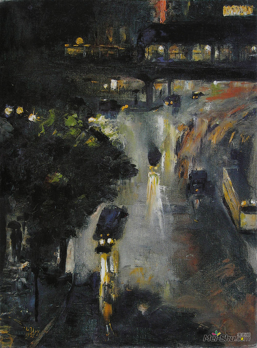 雷瑟·里(Lesser Ury)高清作品《Nollendorfplatz bei Nacht》