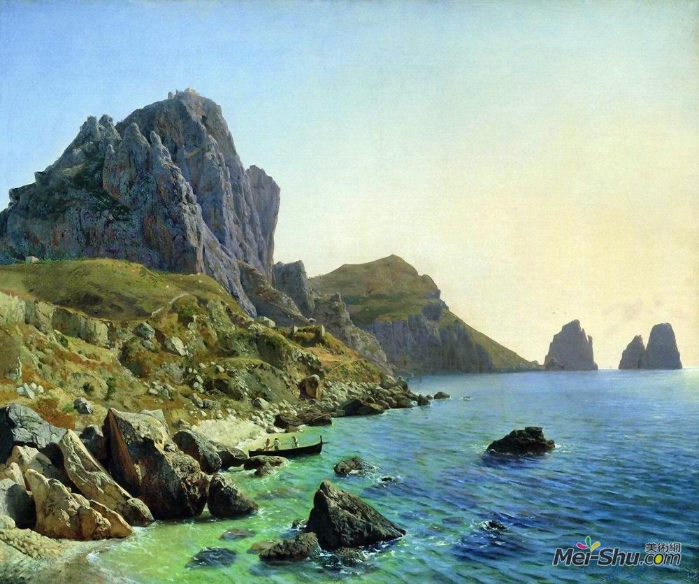 列夫拉格里奥(Lev Lagorio)高清作品《在卡普里岛上。沿海悬崖。》