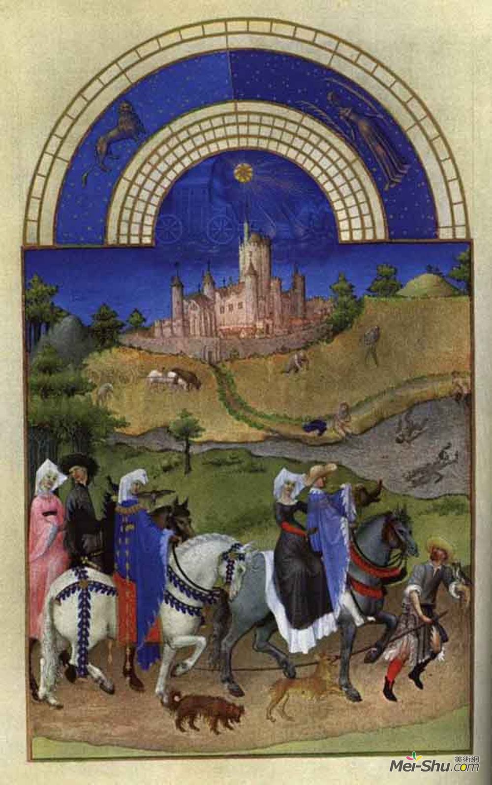 林堡兄弟(Limbourg brothers)高清作品《8月，传真：霍金学院》