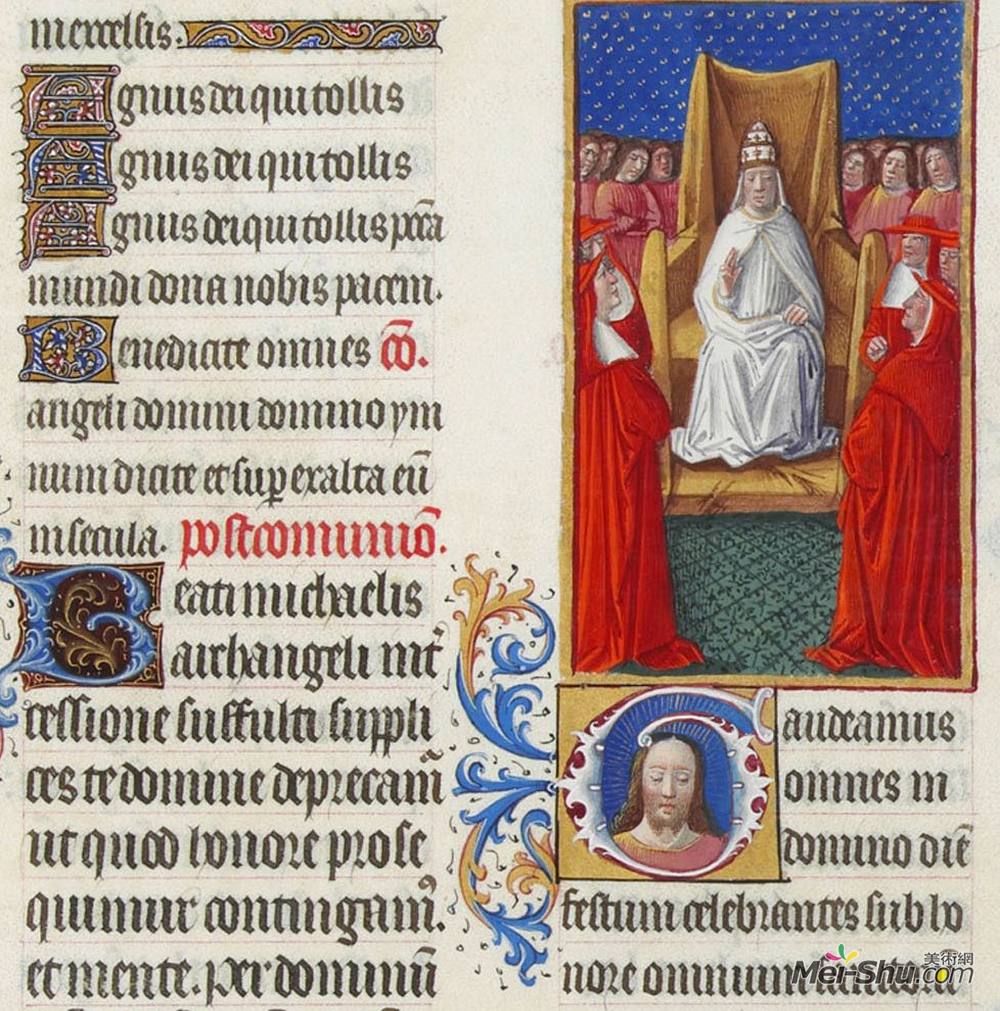 林堡兄弟(Limbourg brothers)高清作品《教皇和他的红衣主教》