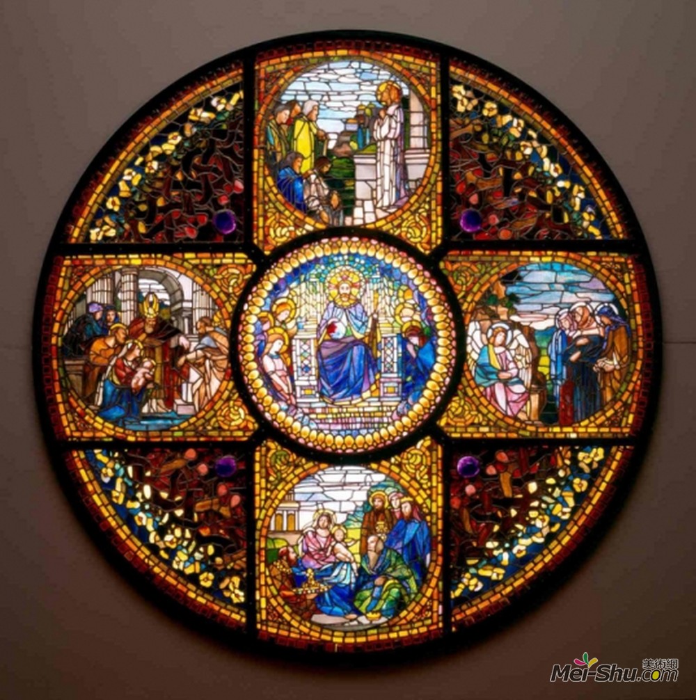 蒂凡尼(Louis Comfort Tiffany)高清作品《十字架窗的故事》