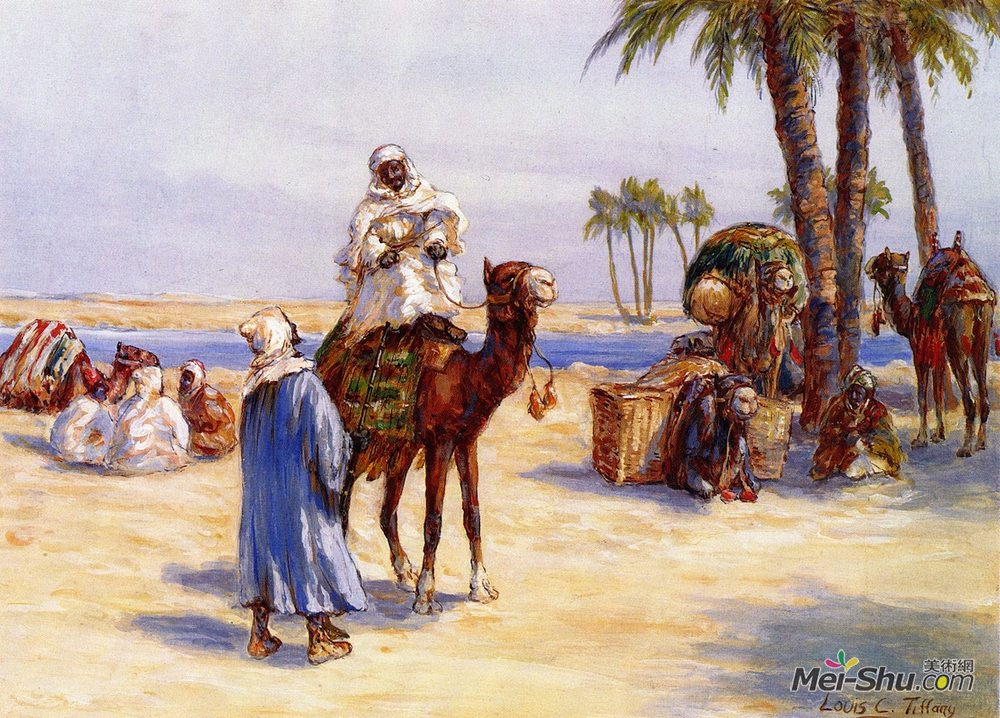 蒂凡尼(Louis Comfort Tiffany)高清作品《开罗附近的旅行者》