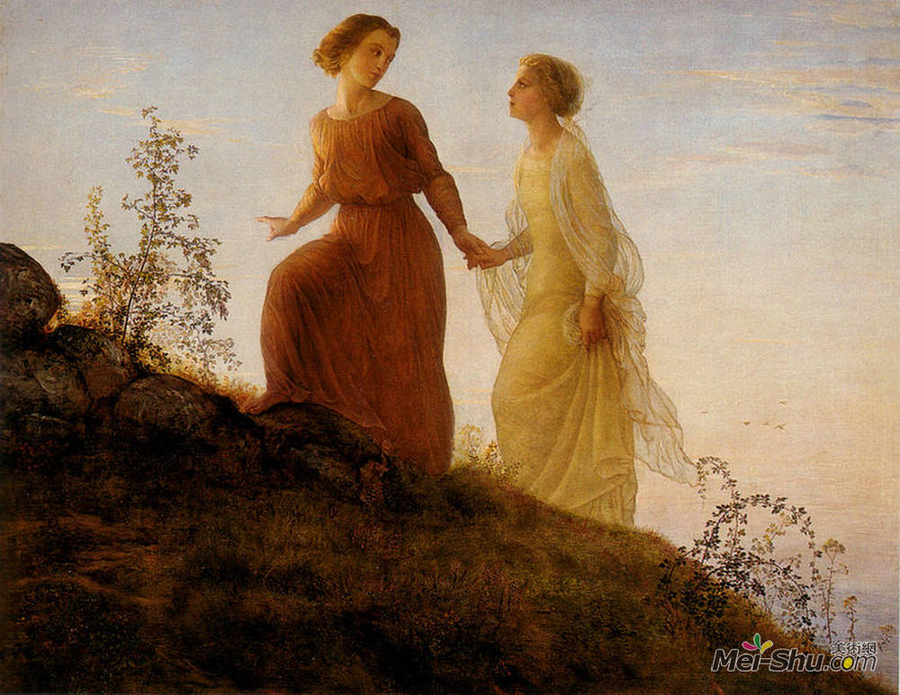 路易·让莫(Louis Janmot)高清作品《坡和ampème L & amp?me 14：山上》