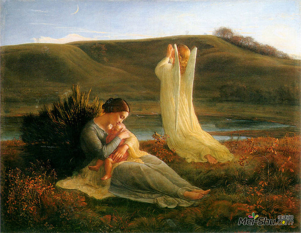 路易·让莫(Louis Janmot)高清作品《坡和ampème L & amp?me 3：天使与并购》