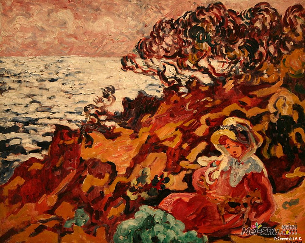 刘易斯·瓦尔塔(Louis Valtat)高清作品《海边的女人》