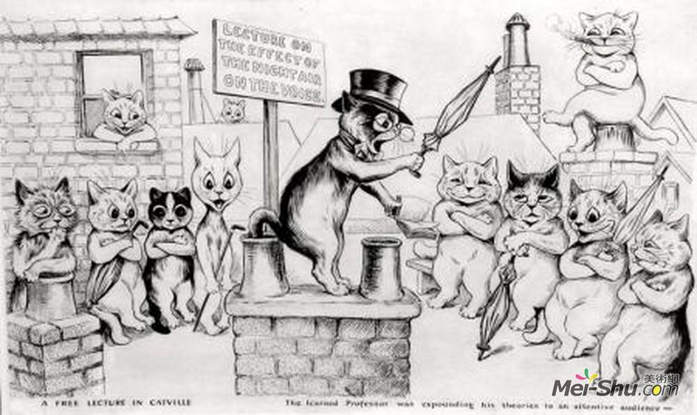 刘易斯·韦恩(Louis Wain)高清作品《卡特维尔的免费讲座》