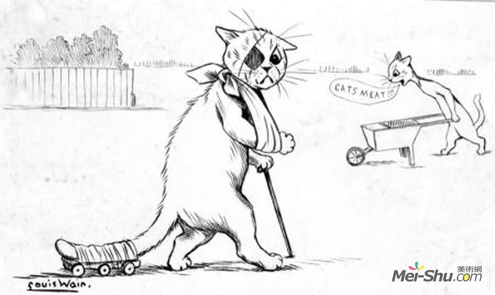 刘易斯·韦恩(Louis Wain)高清作品《在足球比赛中，你不幸运，但是时间更短》