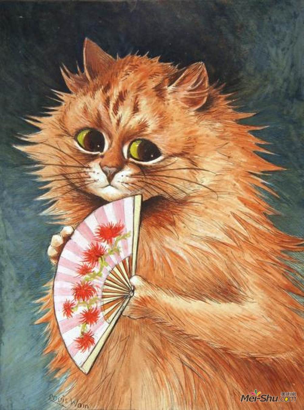 刘易斯·韦恩(Louis Wain)高清作品《姜猫的研究》