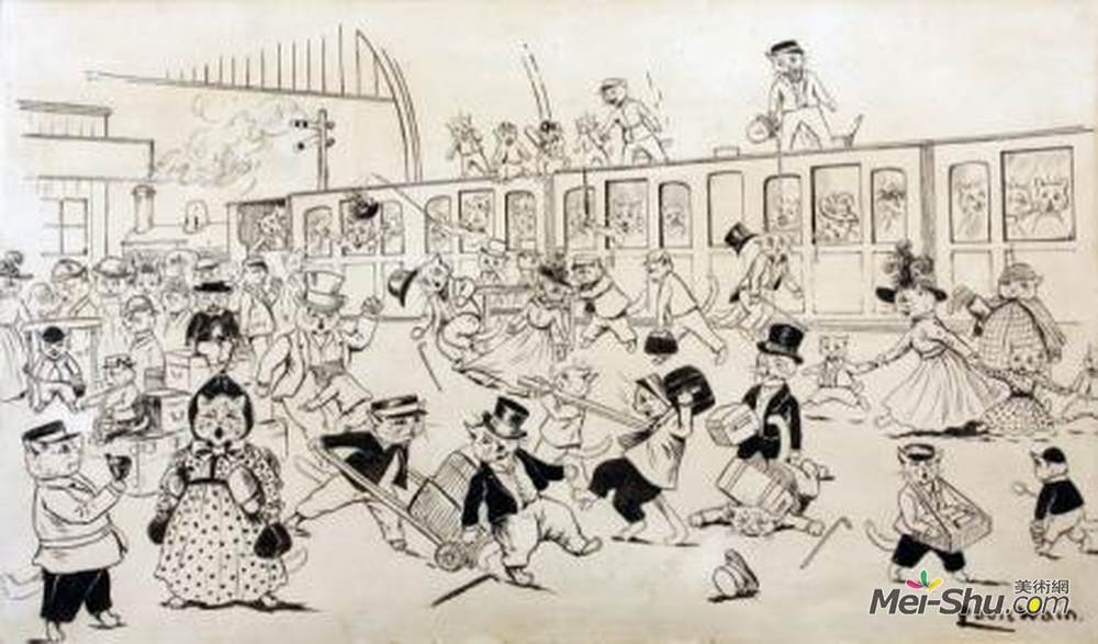 刘易斯·韦恩(Louis Wain)高清作品《猫的短途旅行》