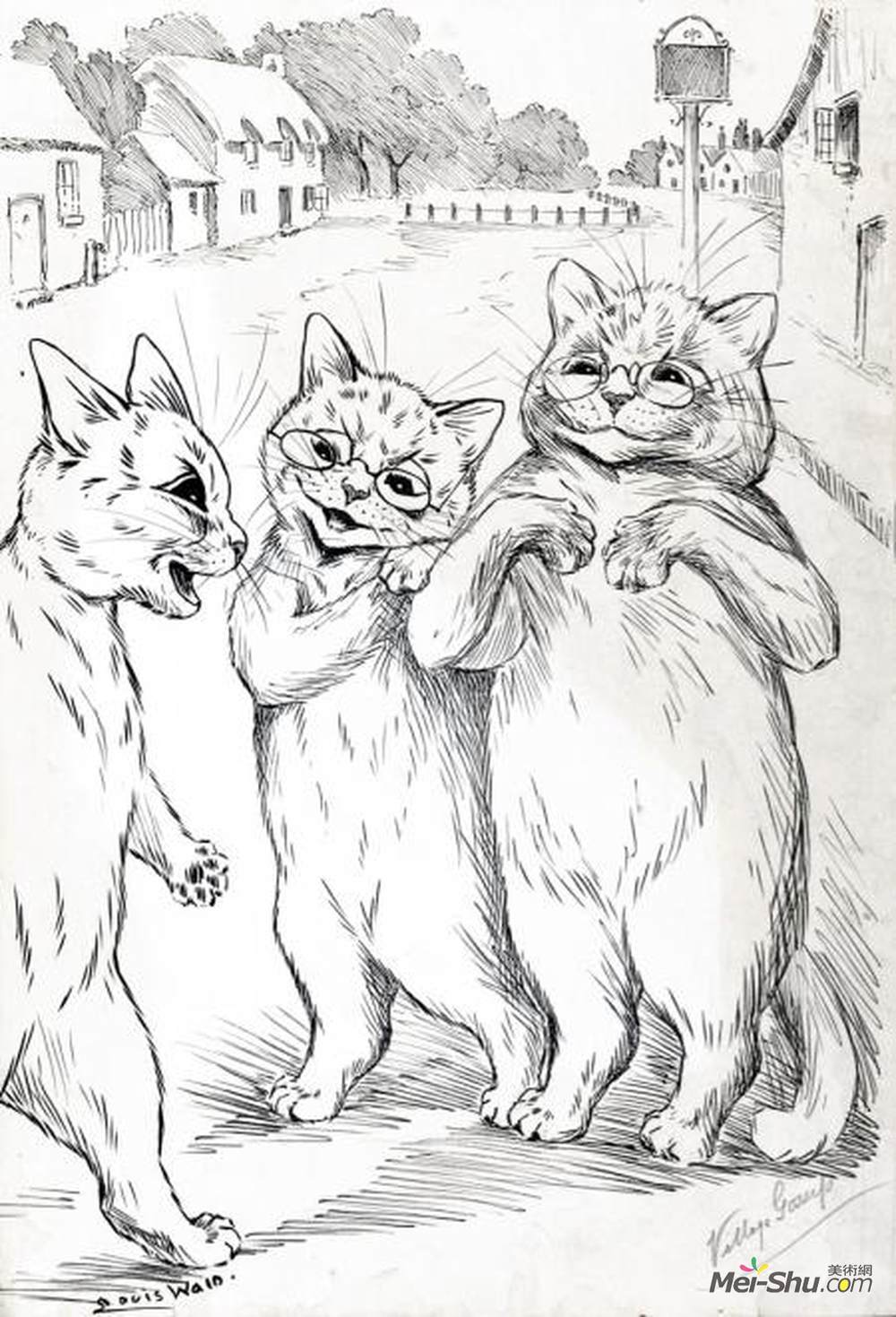 刘易斯·韦恩(Louis Wain)高清作品《狡猾猫的自信诡计》