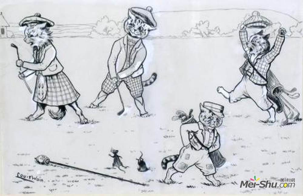 刘易斯·韦恩(Louis Wain)高清作品《高尔夫》