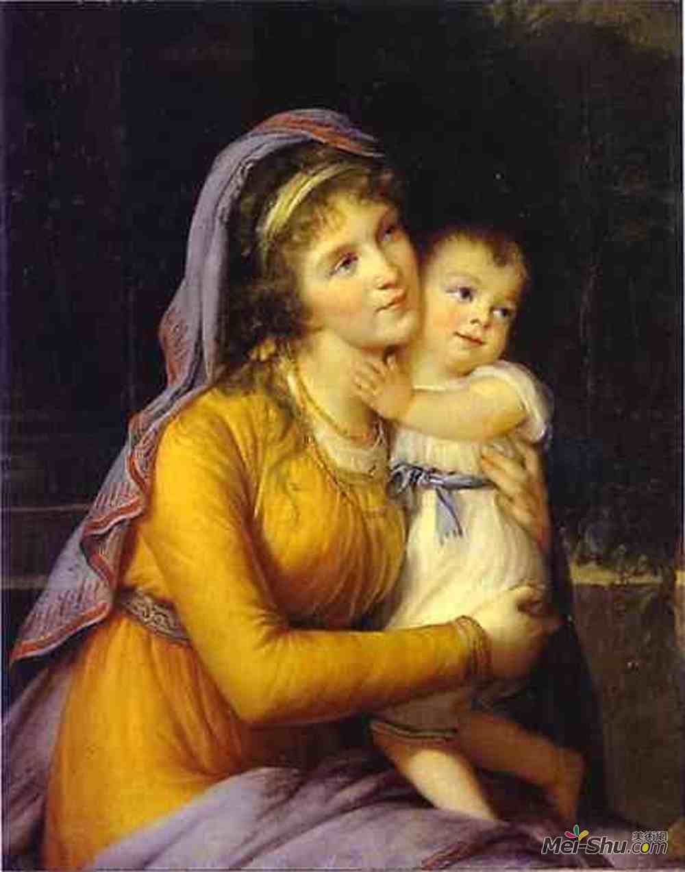 伊丽莎白·维杰·勒布伦(Louise Elisabeth Vigee Le Brun)高清作品《安娜男爵夫人谢尔盖夫纳斯特罗加娃和她的儿子谢尔盖》