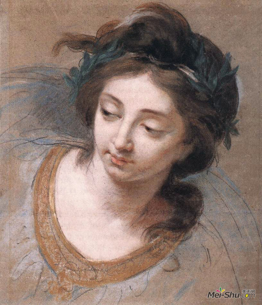 伊丽莎白·维杰·勒布伦(Louise Elisabeth Vigee Le Brun)高清作品《女人的头》