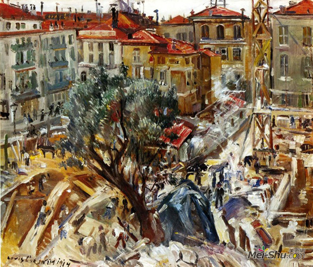 洛维斯·科林斯(Lovis Corinth)高清作品《蒙特卡洛正在建设中的建筑》