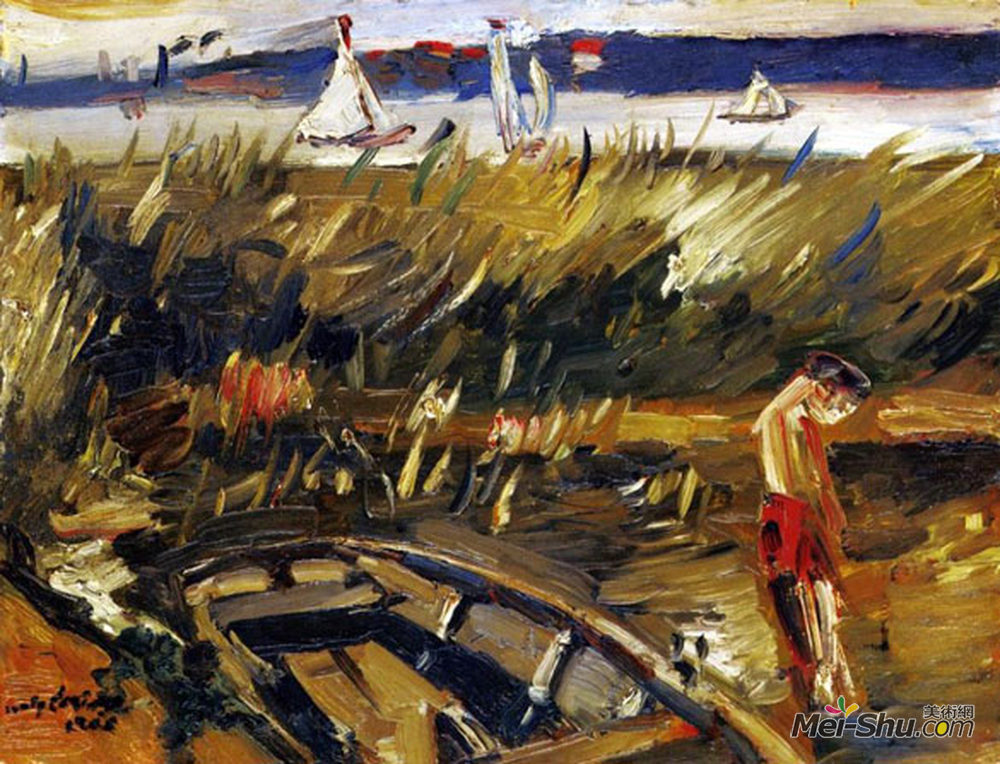 洛维斯·科林斯(Lovis Corinth)高清作品《Punt in the Reeds at Muritzsee》