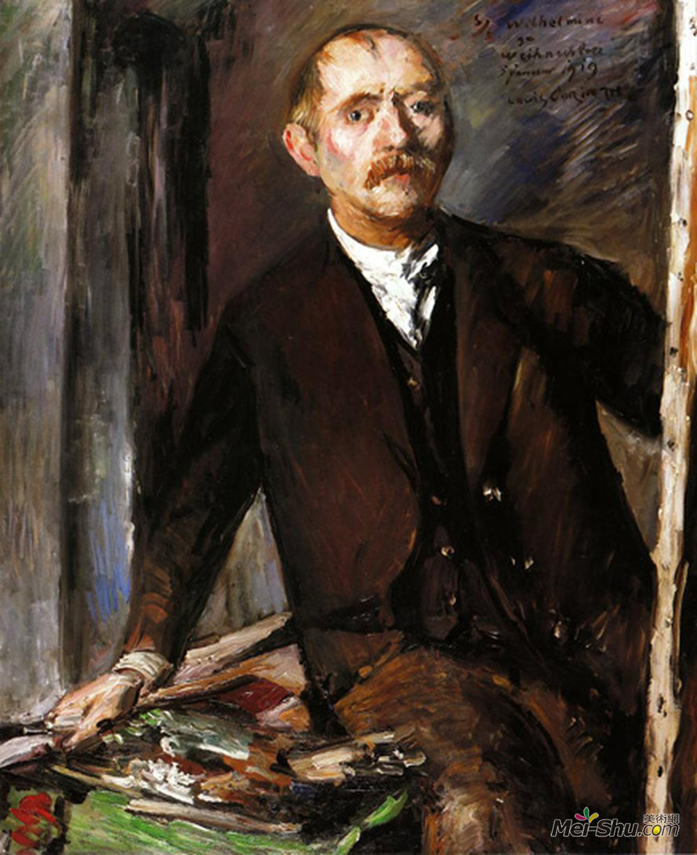 洛维斯·科林斯(Lovis Corinth)高清作品《画架上的自画像》