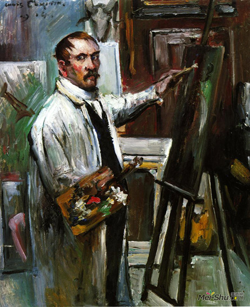 洛维斯·科林斯(Lovis Corinth)高清作品《工作室中的自画像》