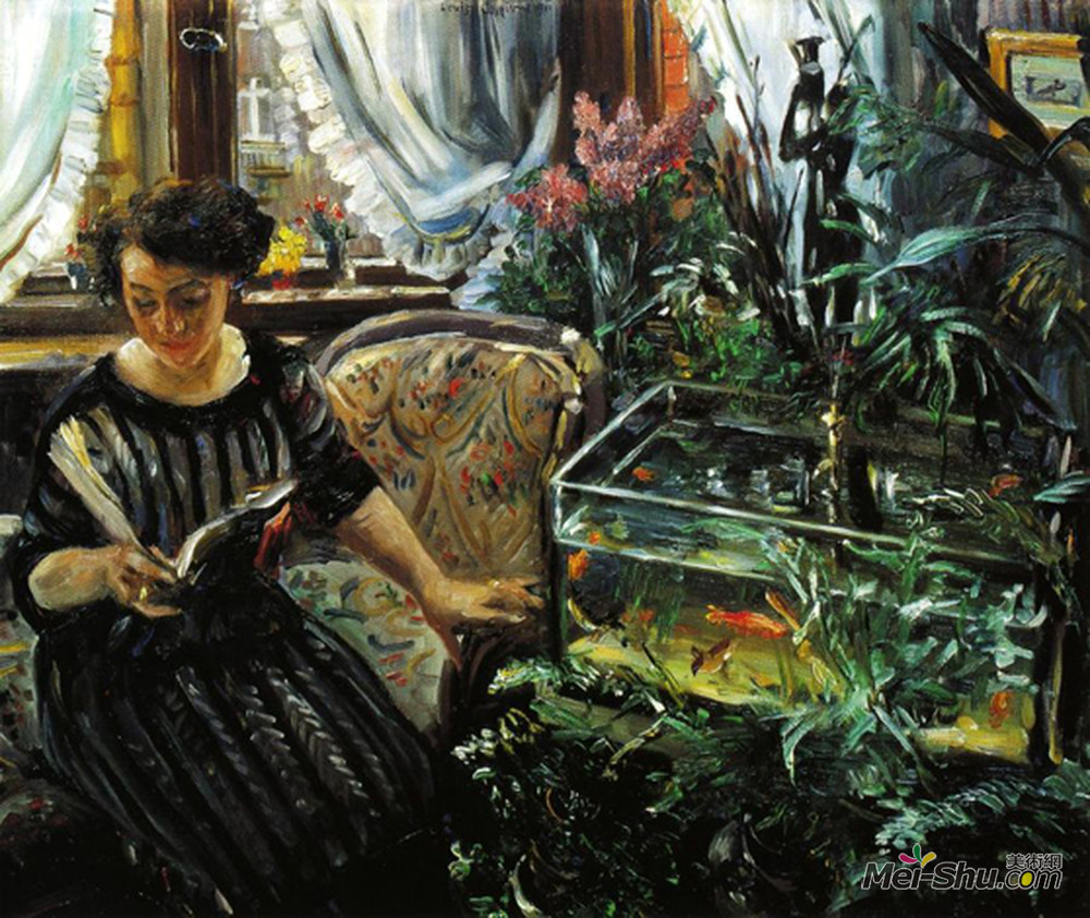 洛维斯·科林斯(Lovis Corinth)高清作品《金鱼缸女》