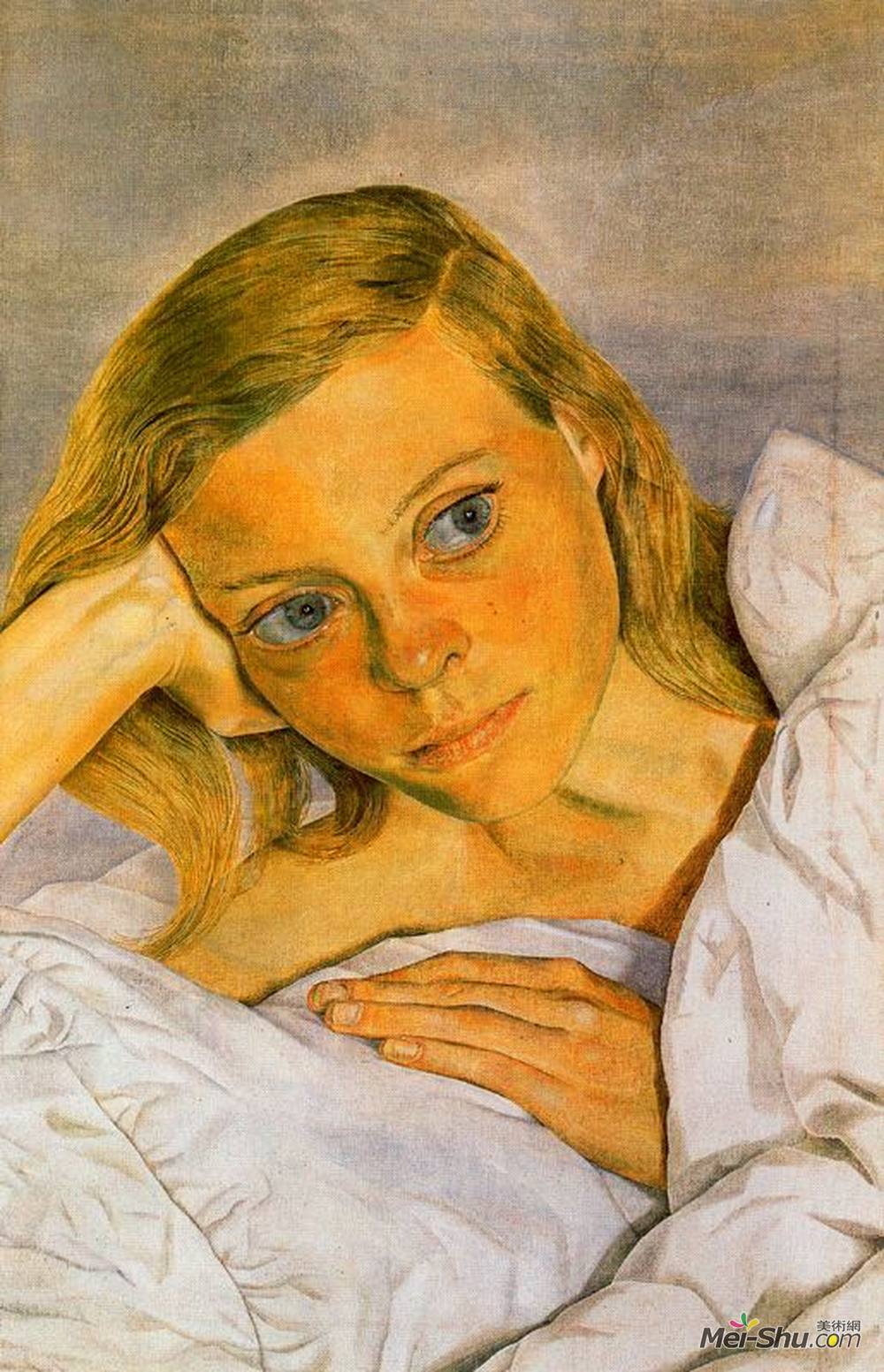 卢西安·弗洛伊德(Lucian Freud)高清作品《躺在床上的女孩》