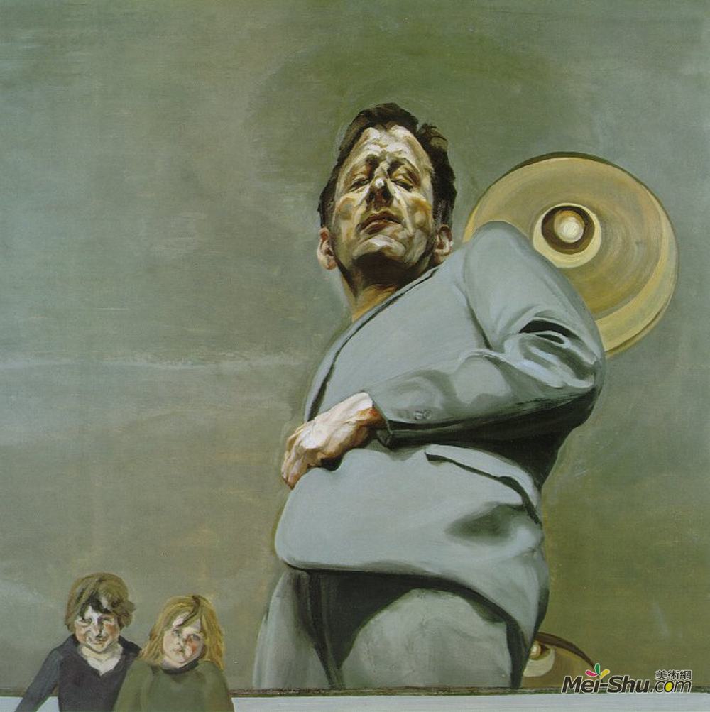 卢西安·弗洛伊德(Lucian Freud)高清作品《两个孩子的反思（自画像）》