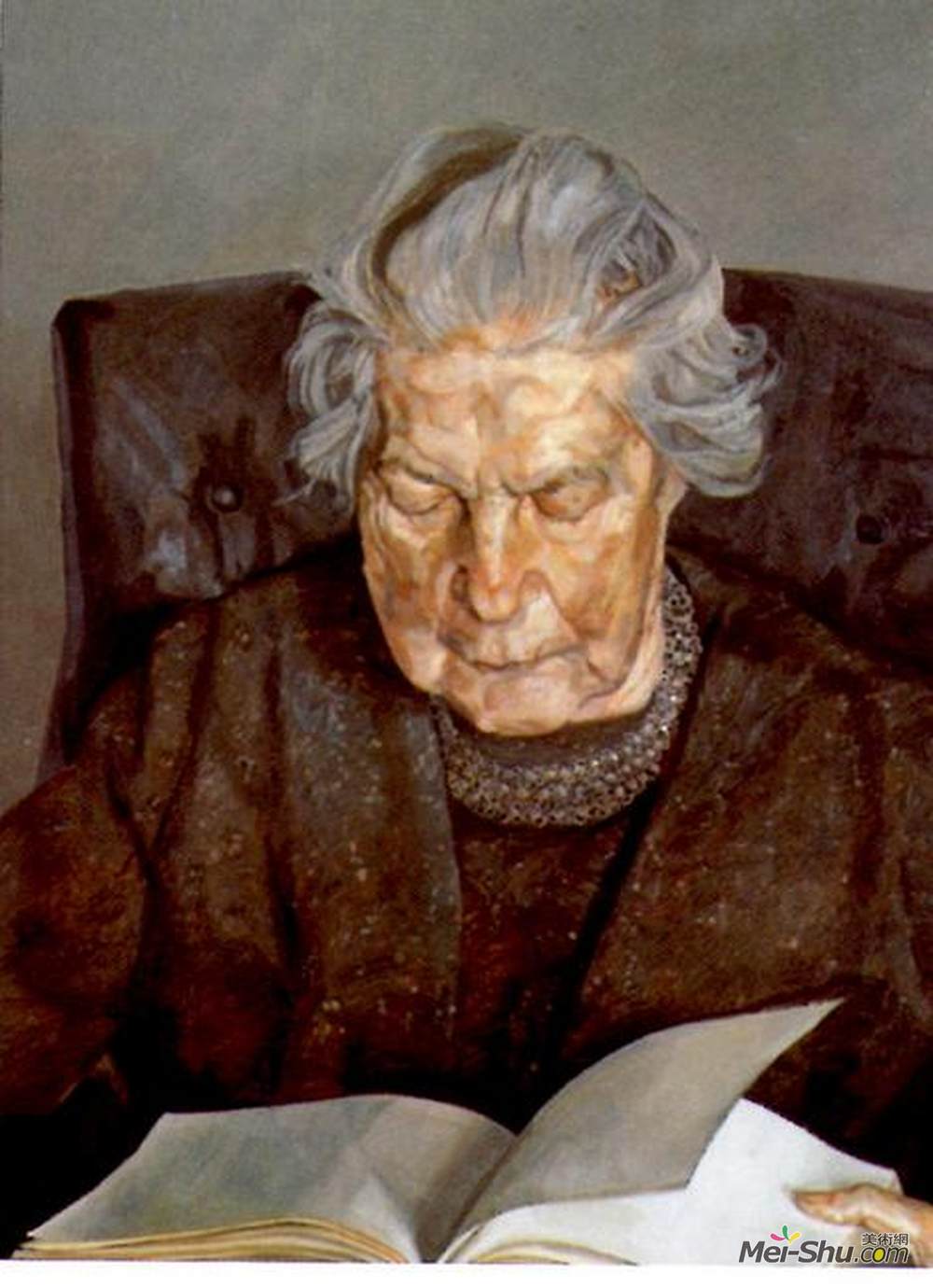 卢西安·弗洛伊德(Lucian Freud)高清作品《画家的母亲在读书》