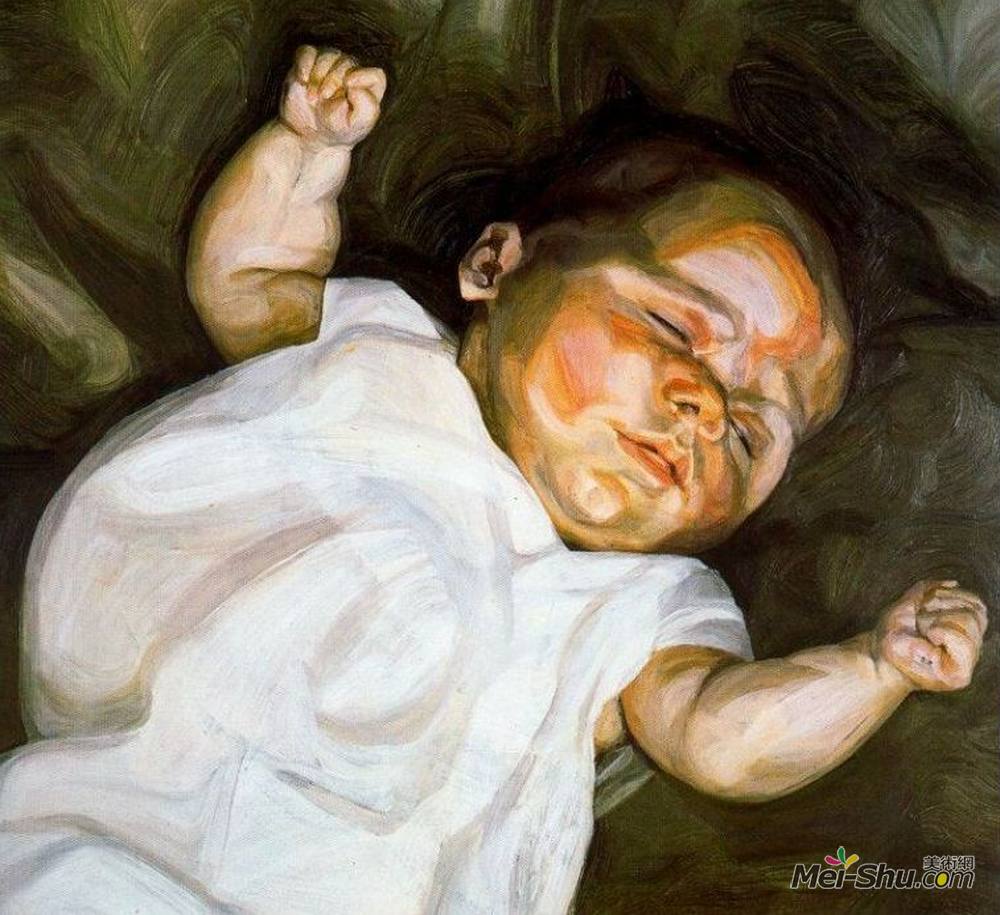 卢西安·弗洛伊德(Lucian Freud)高清作品《绿色沙发上的婴儿》