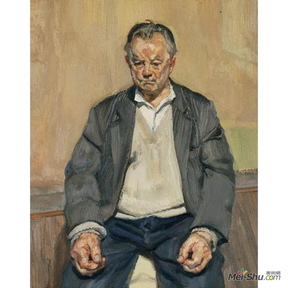 卢西安·弗洛伊德(Lucian Freud)高清作品《布鲁斯伯纳德坐着》