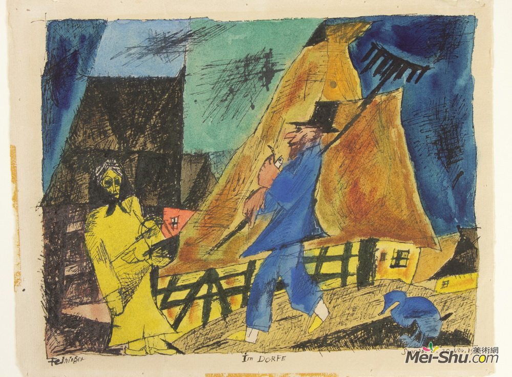 莱昂内尔·法宁格(Lyonel Feininger)高清作品《在村庄里》