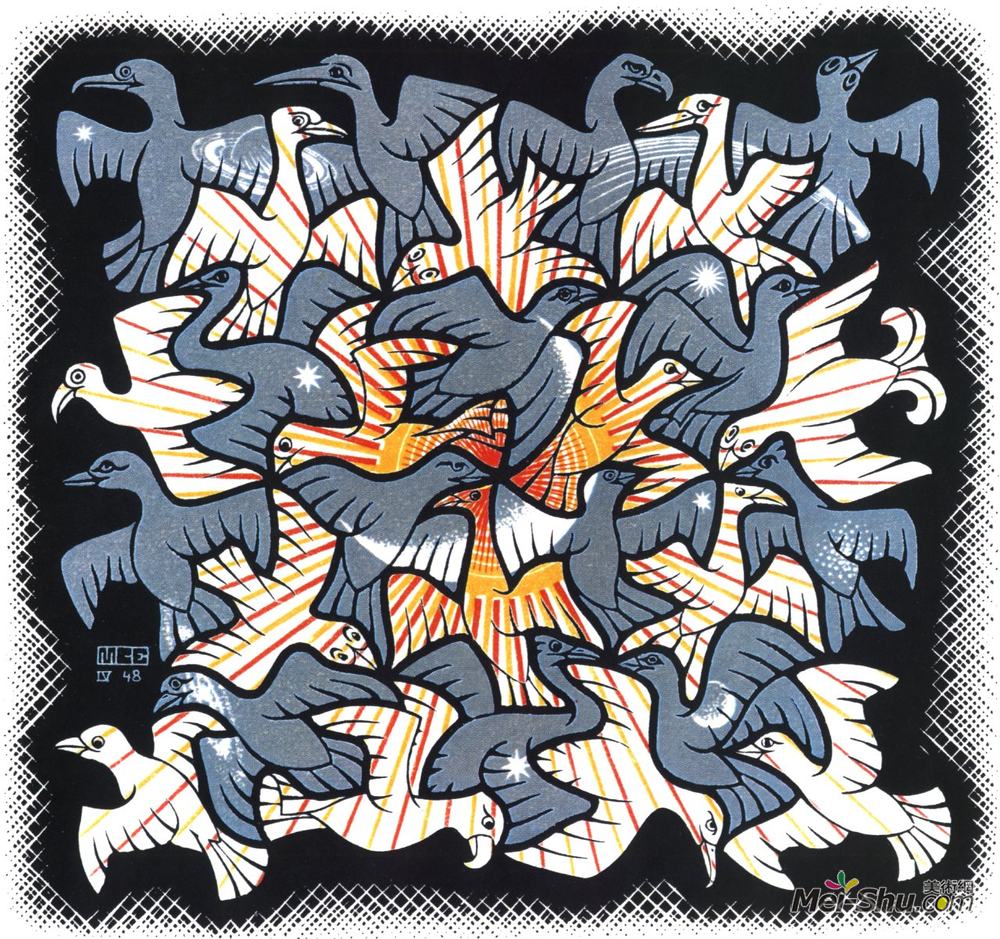 莫里兹·柯尼利斯·艾雪(M.C. Escher)高清作品《太阳和月亮》