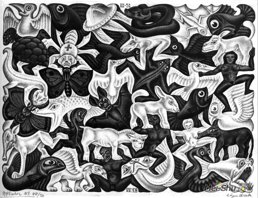 莫里兹·柯尼利斯·艾雪(M.C. Escher)高清作品《马赛克Ⅰ》