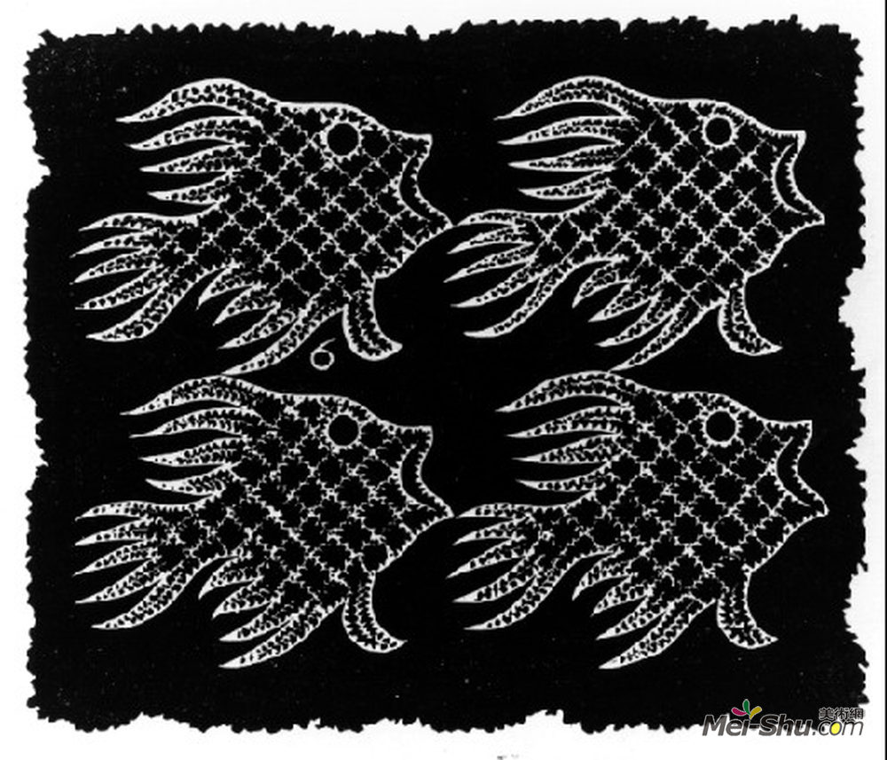 莫里兹·柯尼利斯·艾雪(M.C. Escher)高清作品《鱼鸟平面填充母题》