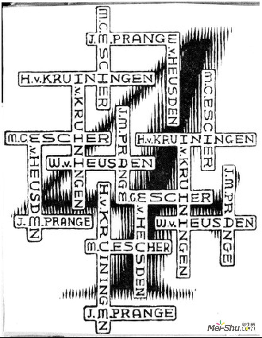莫里兹·柯尼利斯·艾雪(M.C. Escher)高清作品《4位平面艺术家》