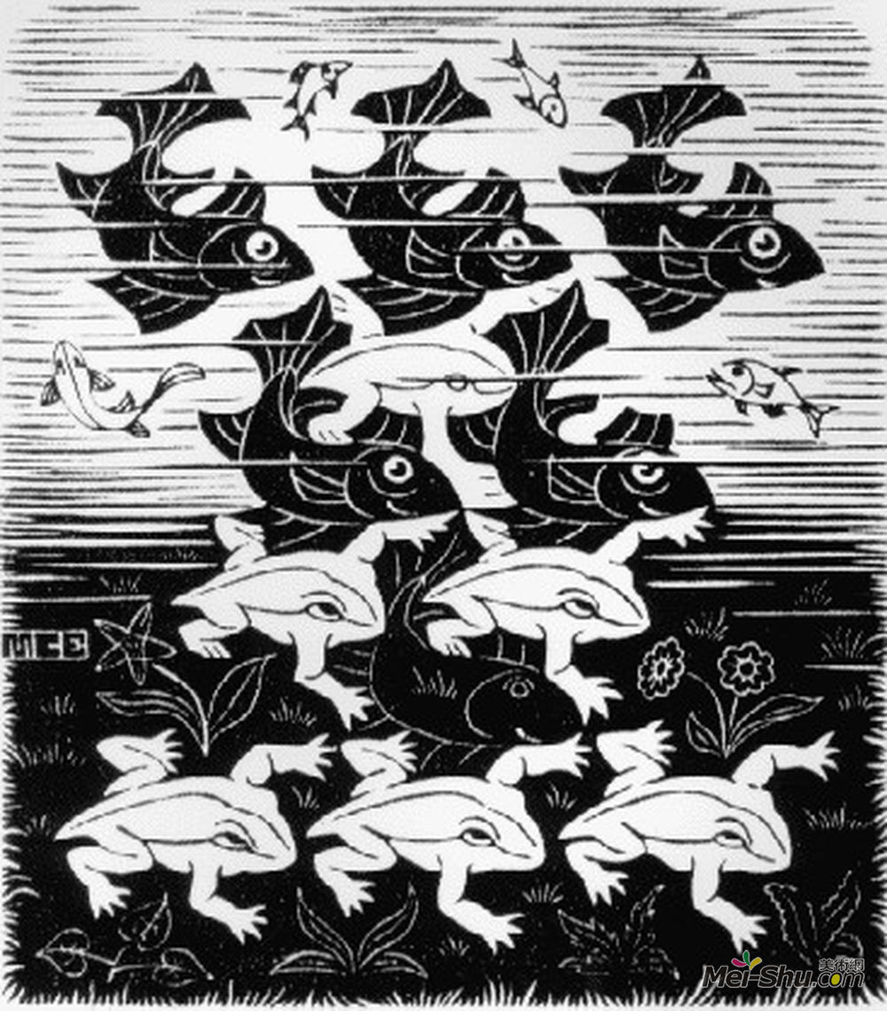 莫里兹·柯尼利斯·艾雪(M.C. Escher)高清作品《鱼蛙》
