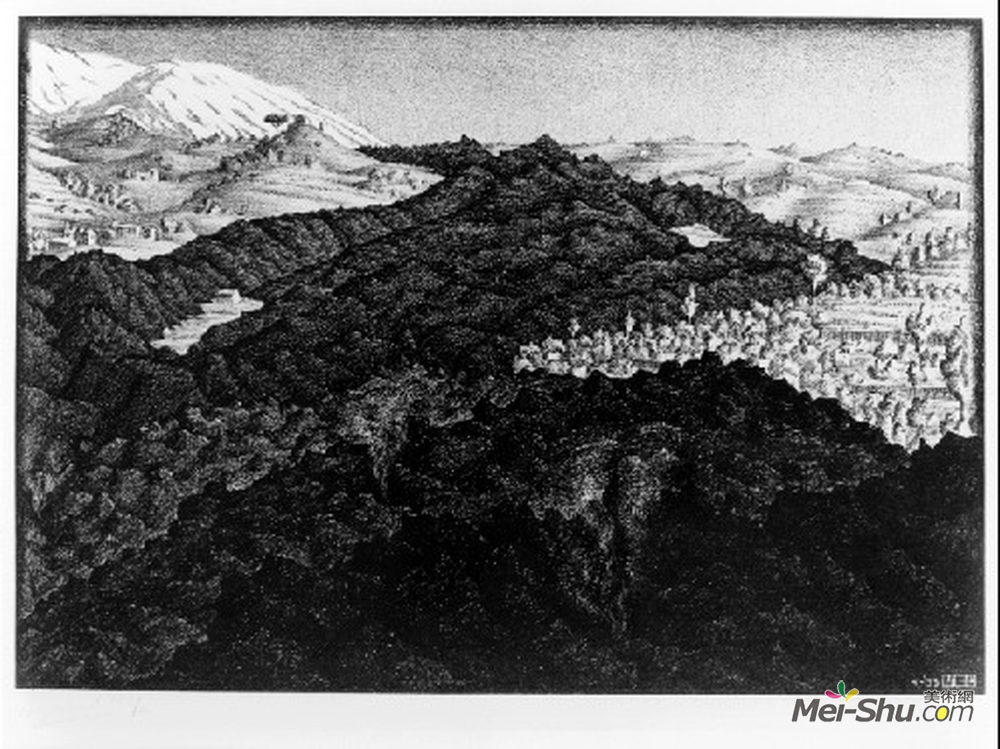 莫里兹·柯尼利斯·艾雪(M.C. Escher)高清作品《来自埃特纳火山的熔岩流》