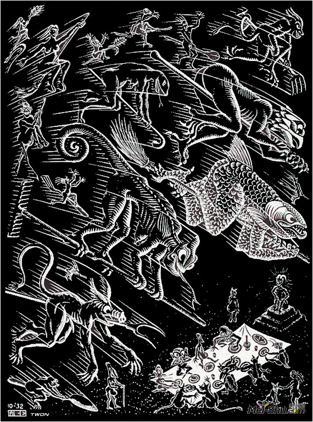 莫里兹·柯尼利斯·艾雪(M.C. Escher)高清作品《斯科拉西加插图》