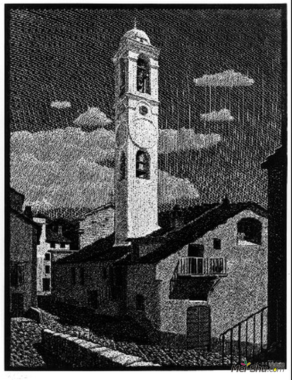 莫里兹·柯尼利斯·艾雪(M.C. Escher)高清作品《在科西嘉岛的教会法院》