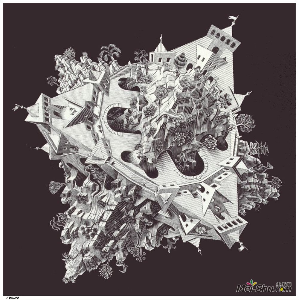 莫里兹·柯尼利斯·艾雪(M.C. Escher)高清作品《双行星》