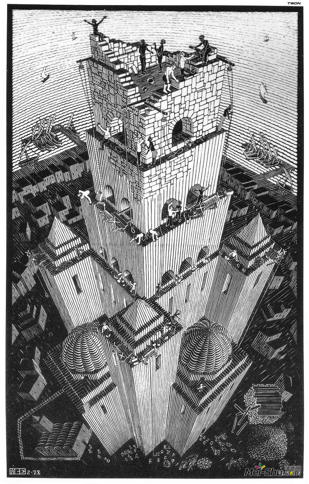 莫里兹·柯尼利斯·艾雪(M.C. Escher)高清作品《巴别塔》